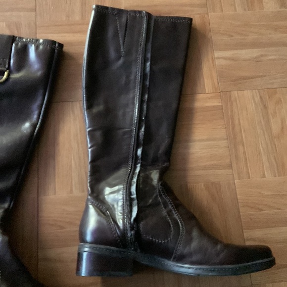 Bandolino Cale Black Brown Leather Side Zip Brown Heel Riding Tall Boots 7.5 - Picture 4 of 5